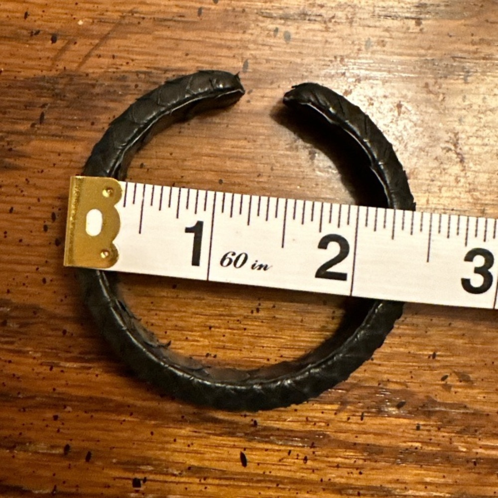 PRESMER Black Genuine Snakeskin Leather Cuff Bracelet Size Small NEW Retired - Picture 6 of 6
